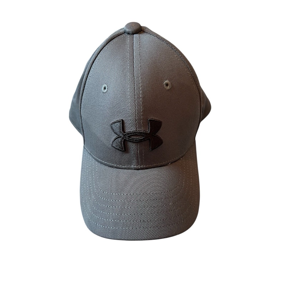 Youth Under Armor Hat Baseball Cap Grey Black Small/Medium Flex